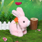Easfan Hopping Pink Bunny Interactive Electronic Pet Plush Glowing Toy with Sounds Jumping Rabbit Ears Moving Educational Plush Toy Easter Birthday Gifts for Kids Girls, 7''