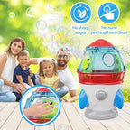 Rocket-Shaped Bubble Machine for Kids & Pets - Dual Powerful Bubble Outlets, Automatic 360° Rotation, Adjustable LED Lights & Music – Ideal for Indoor/Outdoor Birthday Parties