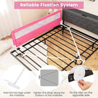 HONEY JOY Bed Rail for Toddlers, 71-in Extra Long, Portable Safety Bed Guardrail w/Double Safety Child Lock, Foldable Baby Bed Rail Guard, Fit King & Queen Full Twin Size Bed Mattress(Pink, Pack 1)