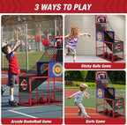 Basketball Arcade Game Indoor Outdoor, Kids Basketball Hoop with 4 Balls & Pump, Single Shot Basketball Game at Home, Carnival Games Sport Toys Gifts for Boys Girls Teens