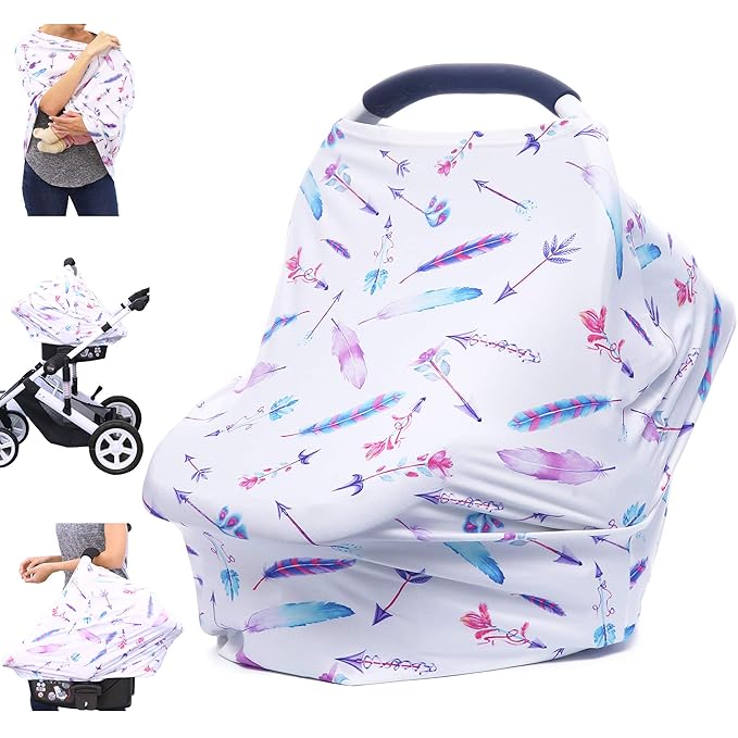 Car Seat Covers for Babies - Carseat Canopy, Multi-use Breastfeeding Covers, Girls and Boys Baby Shower Gifts