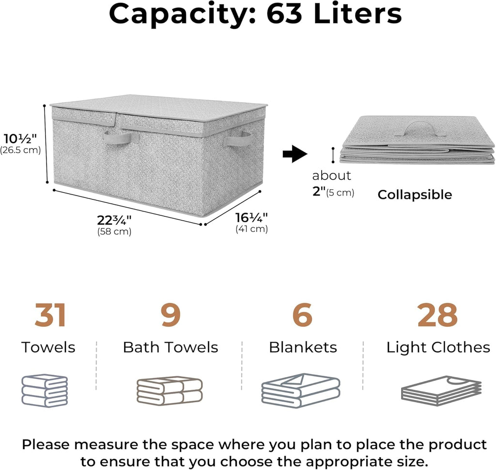 GRANNY SAYS Large Storage Bins with Lids, Decorative Storage Box for Shelves, Fabric Storage Bins Foldable, Storage Basket for Clothes, Keepsake Box, Jumbo, Gray, 2-Pack