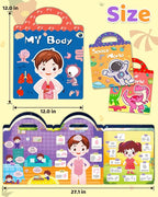 Benresive Reusable Sticker Books for Kids 2-4, Sticker Books for Toddlers 1-3 2-4, Toddler Travel Toys Activities Crafts Gifts - Dinosaurs, Space and Body