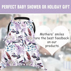 Car Seat Cover Baby, Infant Car Seat Canopy Covers for Newborn Girls Boys, Soft Breathable Mink Carseat Covers Stretchy Multi-Use Nursing Cover for Stroller Baby Car Seat, Purple Flroal