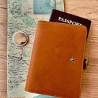 Genuine Leather AirTag and Moto Tag Passport Holder and Wallet for Men and Women RFID Blocking for Secure Traveling and Documentation Organizer (Brown)