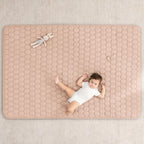 Comfy Cubs Rectangle Kids Play Mat - Medium 48 x 72 inches Soft Quilted Baby Floor Mat with Non-Slip Bottom - Plush Design for Toddlers Playtime and Relaxation - Comfortable and Durable - Blush