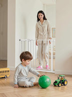 29.5-40.5" Baby Gate for Stairs, Dog Gate for Doorways, Walk Thru Auto Close Metal Baby Safety Gate for The House, Stairs and Doorways, Child Gate Pressure Mounted, Pet Gate for Dog Indoor - White