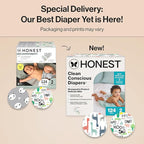 The Honest Company Clean Conscious Diapers for Delicate Skin | Up to 100% Leakproof | Hypoallergenic, Fragrance Free | Gender Neutral | Super Club Box, Size 2 (12-18 lbs), 124 Count (Prints May Vary)
