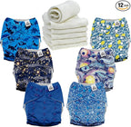 Mama Koala 3.0 Cloth Diapers for Babies, 6 Pack One Size Washable and Reusable Pocket Diapers for Newborns and Toddlers (Dreamy Sky)