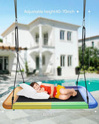 Tree Swing for Kids and Adults, 60" Waterproof Rectangle Platform Swing, 700lbs Heavy Duty with Adjustable Straps, Colorful