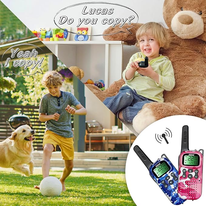 Kids Walkie Talkies Toys Boys Gifts 5 6 7 8 9 Year Old Outdoor Toys for Kids 2 Way Radio with Camping Gear Army Soldier Pretend Play Birthday Present Boy (Blue Pink)