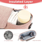 Accmor Universal Stroller Organizer with Insulated Cup Holder, Stroller Caddy Bag Accessories, Stroller Cup Holder Organizer for Uppababy Baby Jogger Britax Stroller, Pink