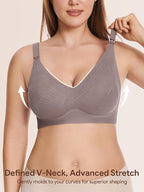 Angelhood Nursing Bras for Breastfeeding, Seamless Wireless Comfort Push up Lace Nursing Maternity Bralette for Pregnancy