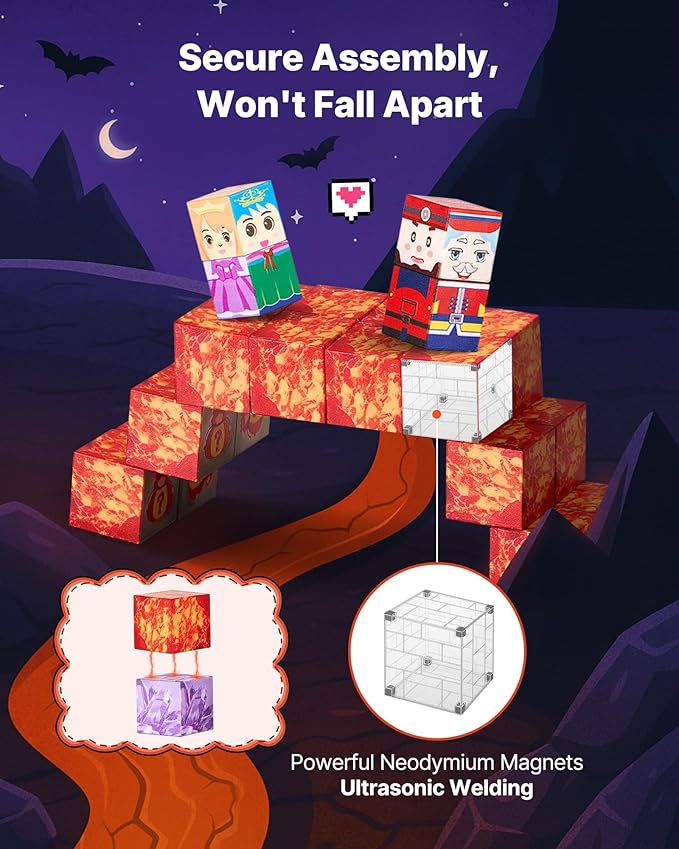 VEVOR Magnetic Blocks, 150 PCS Dark Castle Set, Magnetic Building Cubes for Kids, STEM Montessori Sensory Toys for Christmas Birthday Gift, Construction Stacking Toy for 3+ Years Old Boys & Girls