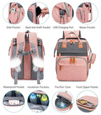 KABAQOO Diaper Bag Backpack with Detachable Changing Station, Large Capacity Baby Diaper Bags for Boys & Girls, Baby Registry Search Stuff & Shower Gifts, Newborn Essentials Must Haves, Pink Grey