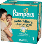 Pampers Swaddlers Diapers, Size 1 (8-14 lbs), 164 Count, Absorbent, Keeps Baby Dry and Comfortable, Skin Safe Disposable Baby Diaper (Packaging May Vary)