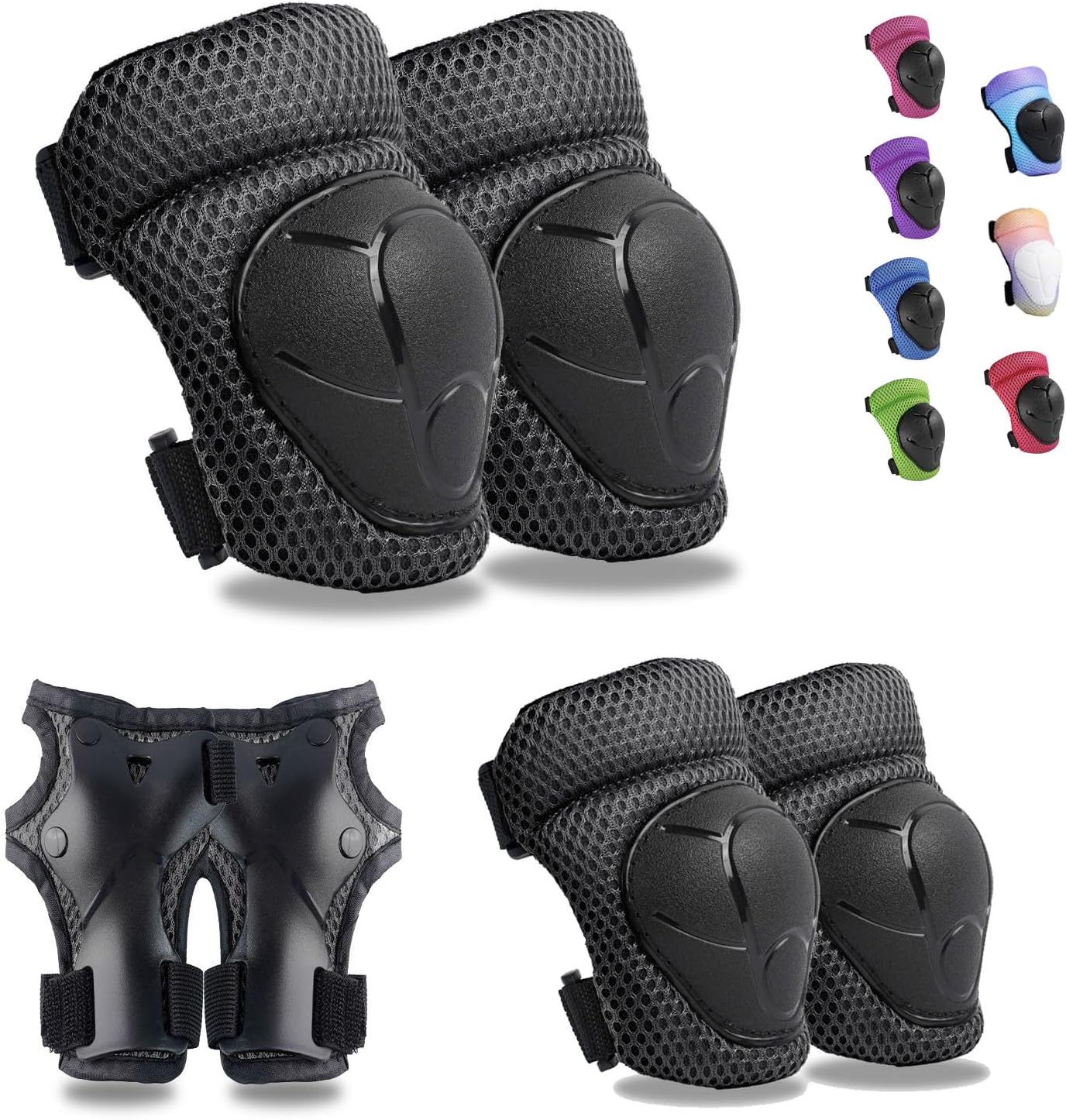 Knee Pads Elbow Pads Wrist Guards Set for Kids,Upgraded Protective Gear for Toddle 4-12 Boys or Girls Children Roller Skating Scooter Skateboarding Bike Roller Blade