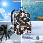 Diaper Bag Backpack Tote for Women Large Capacity with Insulated Pockets Multifunctional Diaper Bags For Baby Girl Boy Waterproof Baby Bags, Maternity Bag Black Pink Floral