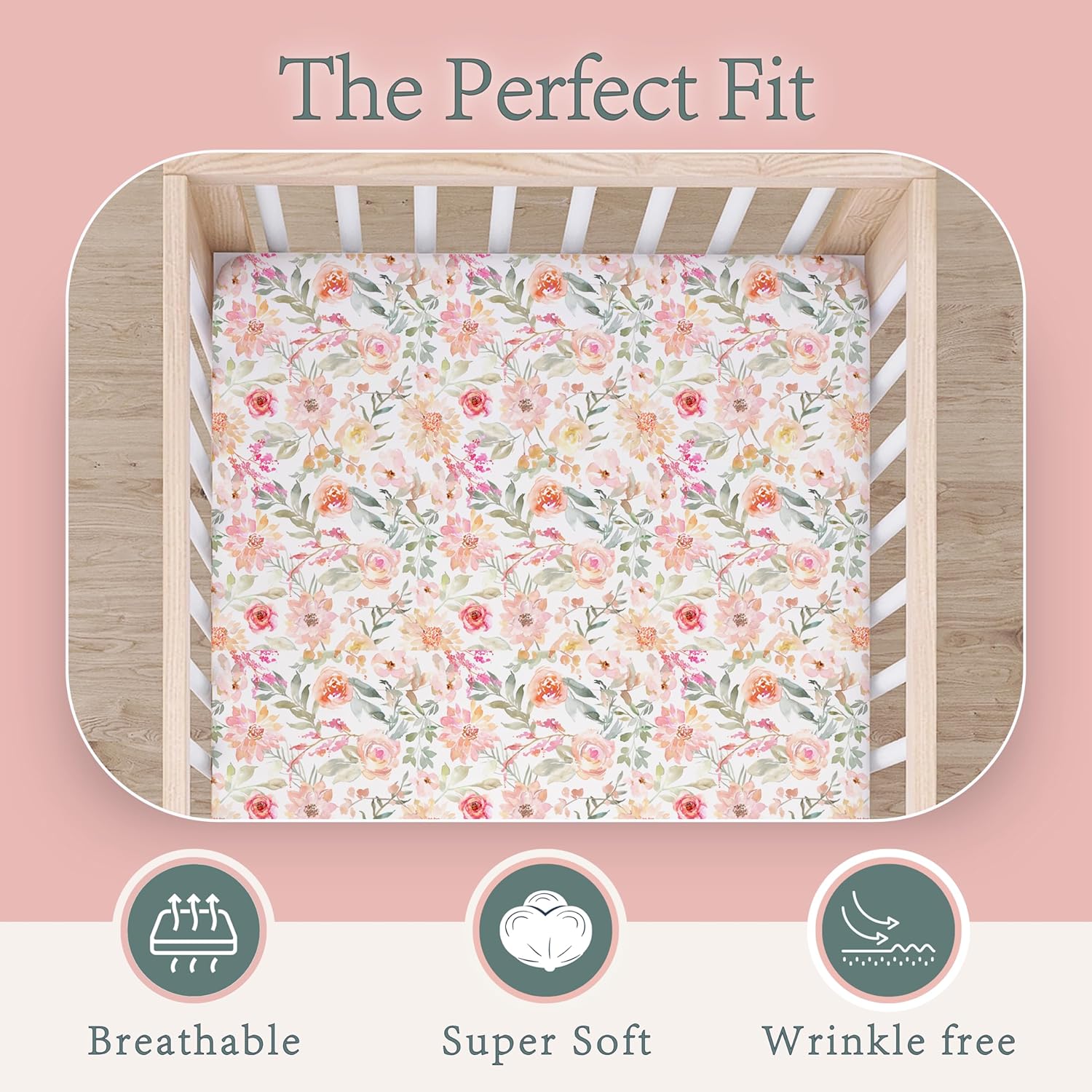 Baby Girls Crib Sheets | 2 Pack Floral Ultra-Soft Bedding for Crib Mattress and Toddler Beds |Blended Cotton Fitted Crib Sheet for Baby Girls Comfort and Elegance by Max&So