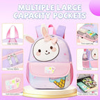 Toddler Backpack for 1-3 Year Old Girls & Boys Waterproof 3D Animal Cartoon Rabbit Design Kids Travel Backpack Lightweight Preschool Daycare Bag with Adjustable Straps(Little White Rabbit)