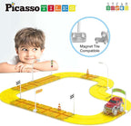 PicassoTiles Magnet Tile Compatible Building Race Track Kit Traffic Sign Accessory Stabilizers with Sticker Set STEM Educational Magnets Toddler Racecourse Structure Blocks Add On Ages 3+ PTR01