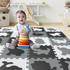 qqpp EVA 18 Tiles Baby Play Mat for Playing, Interlocking Foam Floor Mats for Tummy Time & Crawling, Flooring Tiles with Animals Puzzle for Kids. QP-51(ADL) b18N