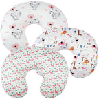 Nursing Pillow Cover Set 3 Pack Nursing Pillow Slipcovers for Moms Breastfeeding Moms, Ultra-Soft Stretchy Fit Standard Nursing Pillows Flamingo Elephant & Lion