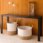 OrganiHaus Boho Laundry Basket 15x18, Baby Hamper for Nursery, Boy Basket for Toys, Basket for Blankets fror Living Room, Large Woven Basket for Storage, Towel Basket & Blanket Basket, Honey