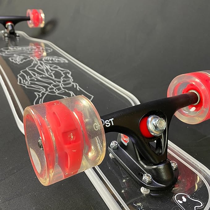 Clear Longboard Skateboard - Transparent Acrylic Long Boards with Light-Up LED Wheels for Smooth Rides - Ride The Streets in Style with Longboard Built for Beginners & Pros Alike