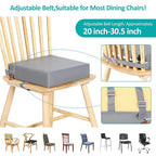 Toddler Booster Seat for Dining Table, Stronger Support Non-Slip Bottom Booster Seat for Kitchen Chair 2 Adjustable Straps Portable Travel and Home Increasing Booster Cushion Kid Baby(Grey)
