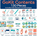 KeepGoing Travel First Aid Kit for Kids – 130 Pc. for Car, Home, Purse, Diaper Bag & Backpack with Latex-Free Bandages - Mini First Aid Kit Travel Size TSA-Approved