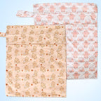 2pcs Travel Waterproof Laundry Bag, Cloth Diaper Wet Dry Bags with Handle & 2 Zipper Pockets, Reusable Washable Dirty Clothes Bag for Baby Adult Travelling Hanging, Bathing Beach Pool Daycare