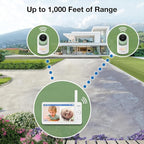 VTech 2-Cameras Video Baby Monitor with 7" Color LCD Screen, Rechargeable Battery, Video and Audio Streaming, Pan-Tilt-Zoom, Touch Multi-Color Night Light, Two-Way Talk: Advanced Max Twin (Green)