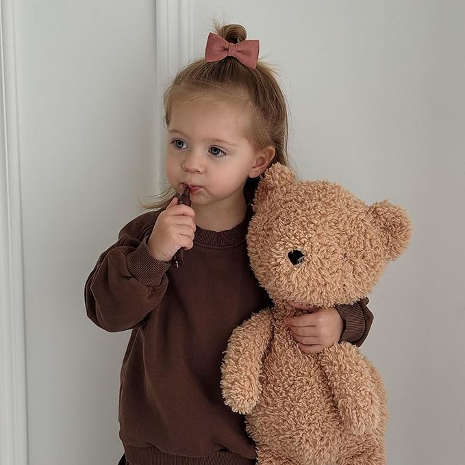 Fancy Clouds Baby Toddler Little Girls Hair Ties with 2" Linen Bows, 20 pcs No Damage Elastic Nylon Ponytail Holders Scrunchies for girls, Small Hair Accessories for Kids Thick or Thin Hair