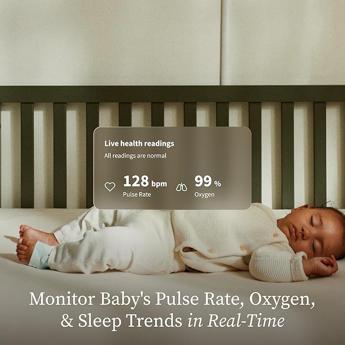 Dream Sock – Smart Wearable Baby Monitor, Infant Pulse Oximeter Tracks Oxygen & Heart Rate | Parents Receive Alerts, Sleep & Health Insights via App | Mint