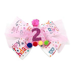 Birthday Hair Bow for Baby Girls 1 2 3 4 5 6 Years Sprinkle Decorations Party Pink Hair Accessories for Two 2nd Birthday Confetti Ice Cream