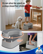 MR.SIGA Toilet Stool Squat Adult, Bathroom Stool Heavy Duty, Anti Slip Toilet Step for Bathroom, Toddler Step Stool for Kids, Light Gray & Dark Gray