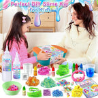 YOPINSAND DIY Slime Kit for Girls, Slime Making Kit for Kids, Glimmer Crunchy, Butter, Foam, Cloud Slime with Mermaid Add-ins, Foam Balls, Charms, Glitters, Party Favors Gift Toys for Kids 6-12