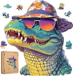 Cool Wooden Puzzle for Adults 500 Piece, Glasses Crocodile Wooden Jigsaw Puzzles, Beautiful Wooden Puzzle with Box Birthday Gifts for Adults and Kids Family Game(16 * 17.6in)