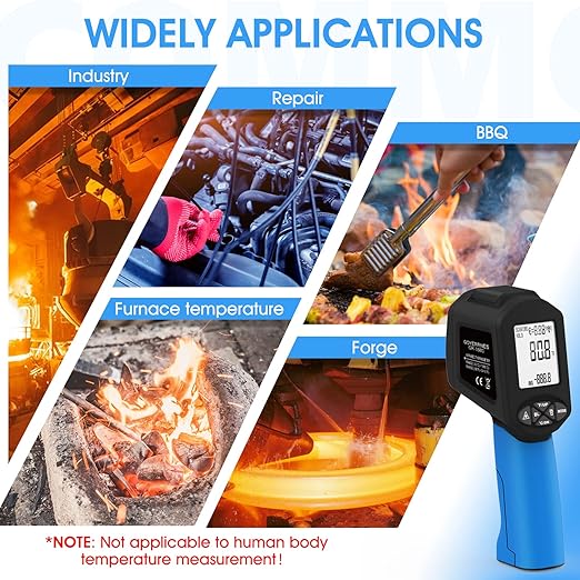 Infrared Thermometers, Laser Thermometer Gun, 50:1 Temperature Gun for -58℉~3416℉ Infrared Thermometer Gun for Cooking/Griddle/IR Thermometer Gun, Heat Laser Thermometer