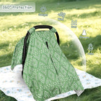 TANOFAR Baby Carseat Canopy, Peekaboo Opening Car Seat Canopy for Babies, Soft and Breathable Infant Carrier Canopy, Multi-use Baby Carrier, Stroller, Nursing Cover, Minky Blanket, Green