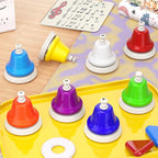 Facmogu Desk Bells, 8 Notes Diatonic Metal Hand Bells, Rainbow Music Bells, Musical Learning Teaching Percussion Instrument, Holiday Birthday Gift