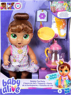 Baby Alive Bubbly Tea Party Sophia Sparkle Doll with Teapot Accessories, Brown Hair, 11 Inches, Toys for 3 Year Old Girls and Boys & Up