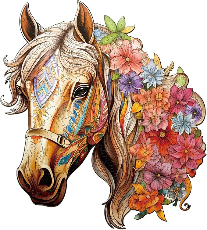 Wooden Puzzles for Adults, Wooden Horse Puzzles, 270 Pieces Puzzles for Adults, Birthday Gifts for Puzzle Lover, Family Puzzle Game (L-13.4 * 13in)
