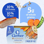 Gerber Baby Food 2nd Foods, Dinner, Turkey & Rice Puree, 4 Ounce Tubs, 2-Pack (Pack of 8)