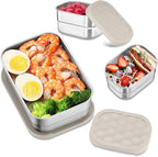 HaWare Stainless Steel Lunch Box Containers for Kids, Leak Proof Food Storage Containers with Khaki Silicone Lids, Easy Open Bento Box for School and Daycare, Portable Metal Snack Box (8oz*2+25oz)