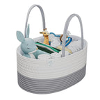 Kiddycare Woven Diaper Caddy Basket with Handle Lid, Diaper Caddy Basket with Dividers for Baby Boy/Girl Nursery, Baby Gift, Gray, Large