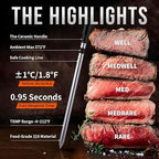 Meat Thermometer Digital Wireless, 800FT Long Range Bluetooth Cooking Thermometer, Food Thermometer for Remote Monitoring of Grill, Oven, Smoker, Air Fryer, Rotisserie, iOS & Android App