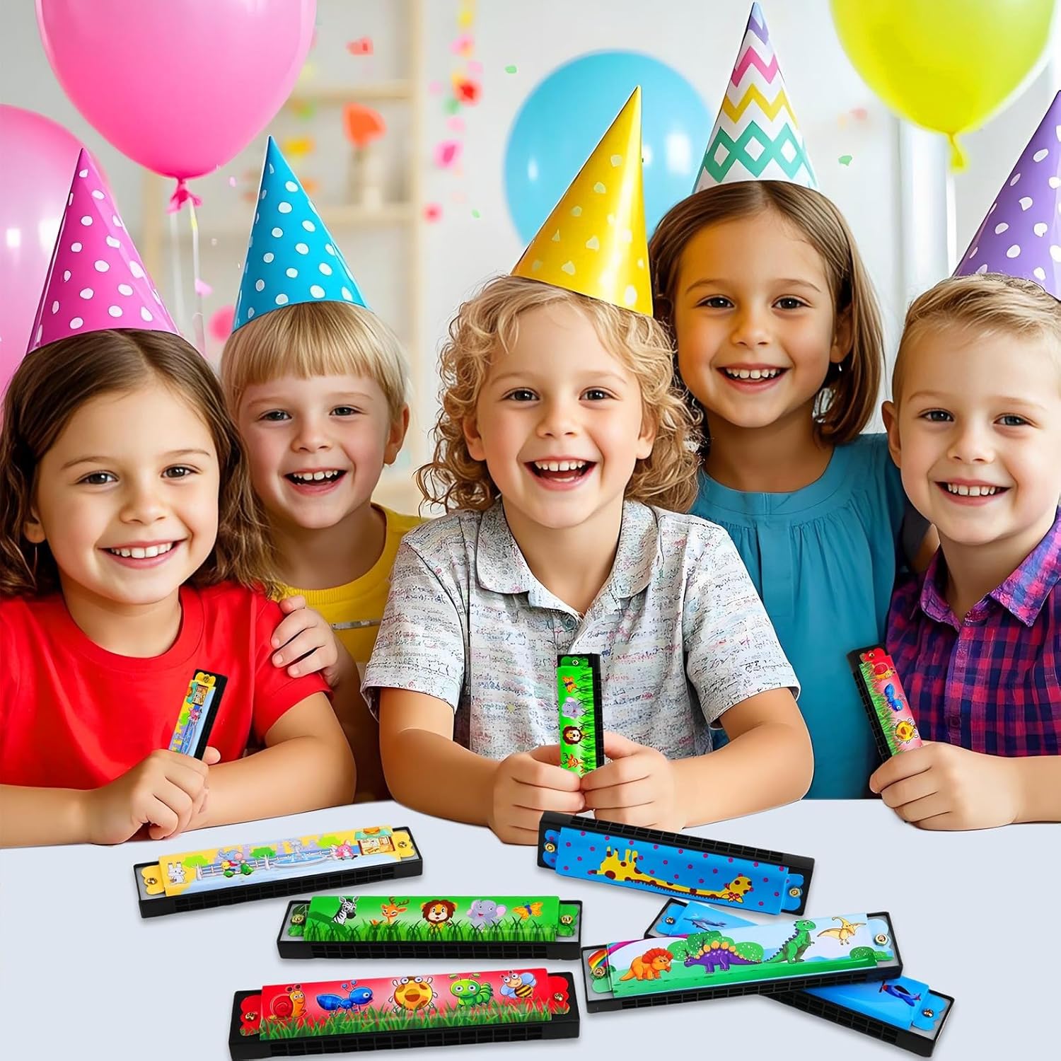 UPINS Harmonica,16 Holes Cartoon Harmonica Musical Instrument,Beginners Harmonica for Musical Party,Harmonica for Music Class(6 Styles)