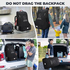 RAINSMORE Padded Car Seat Travel Bag for Airplane Heavy Duty Car Seat Backpack for Air Travel Baby Carseat Cover Bags for Airport Large Car Seats Carrier Fits Car Seats & Booster Seats, Black